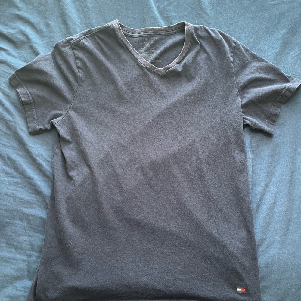 Grey and blue tommy hilfiger v-neck tees